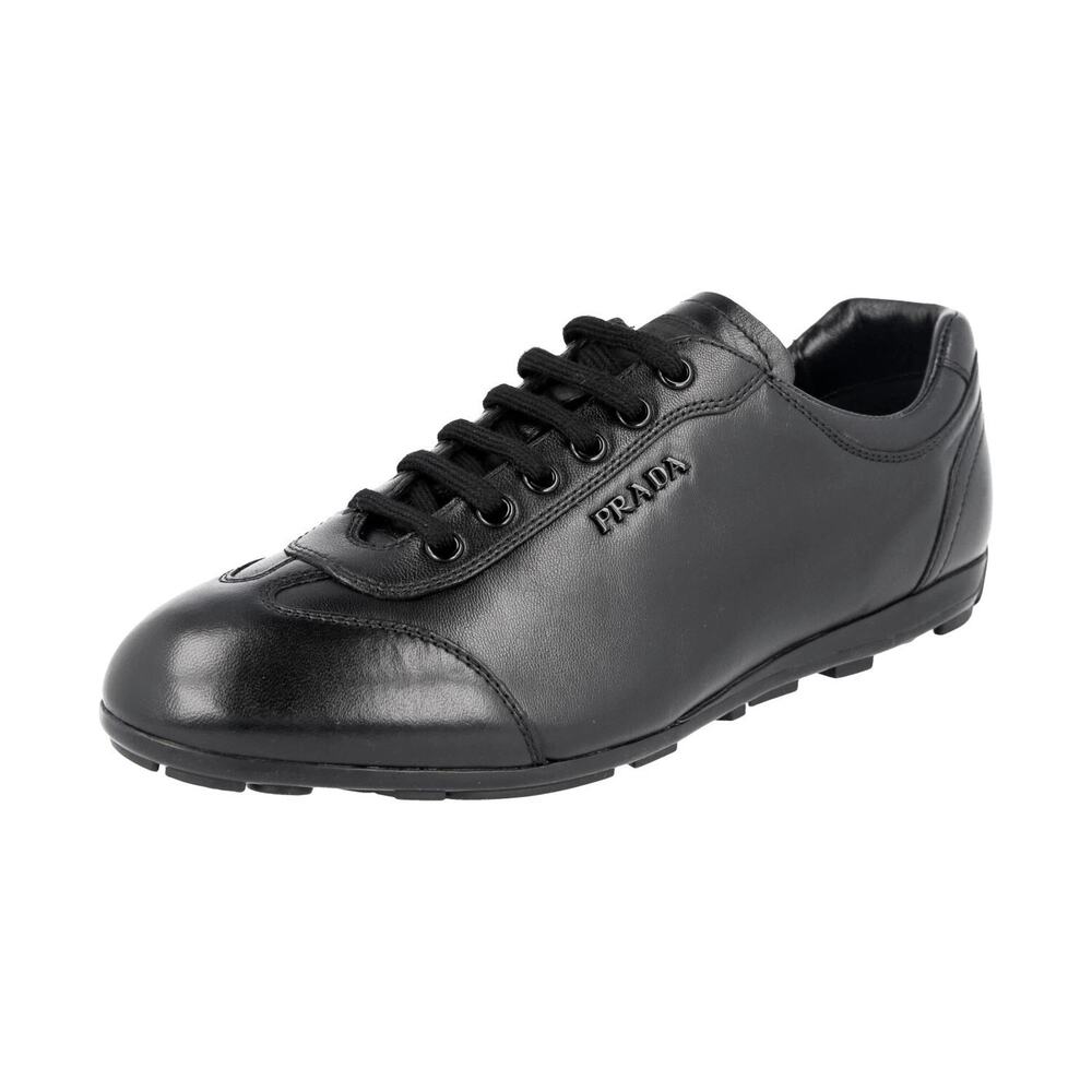 Prada Sport Calf Leather Low Top Comfort Sneakers Black Womens Size EU 40 - Picture 2 of 9